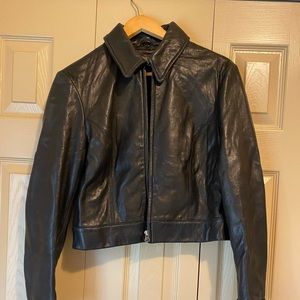 Banana Republic cropped black leather jacket
